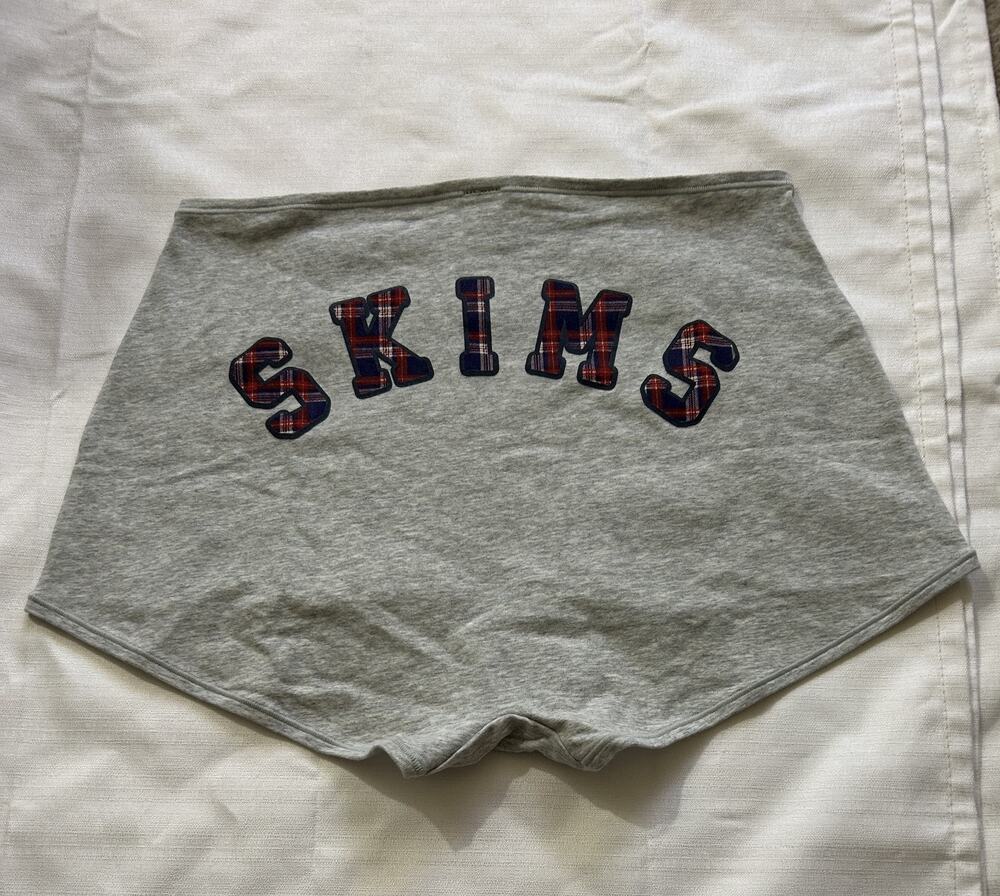 Skims NWT Cotton Jersey Boy Short With Graphics Arched Skims Plaid Size XL